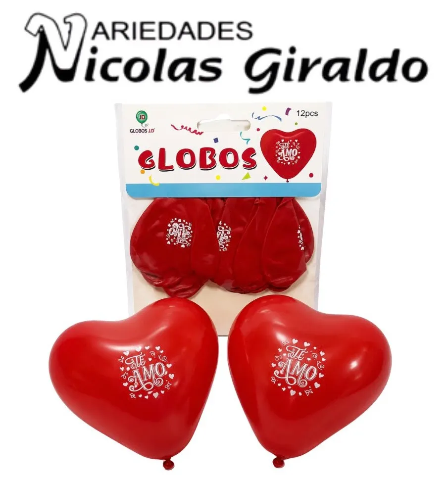 Bomba forma corazon x12 estampada te amo