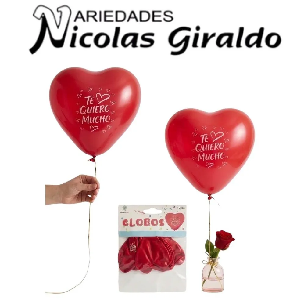 Bomba forma corazon x12 estampada te quiero mucho