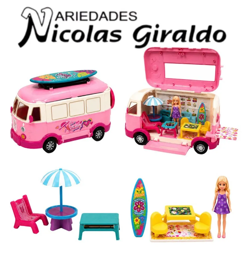[CA12570] Carro bus convertible camping rosado
