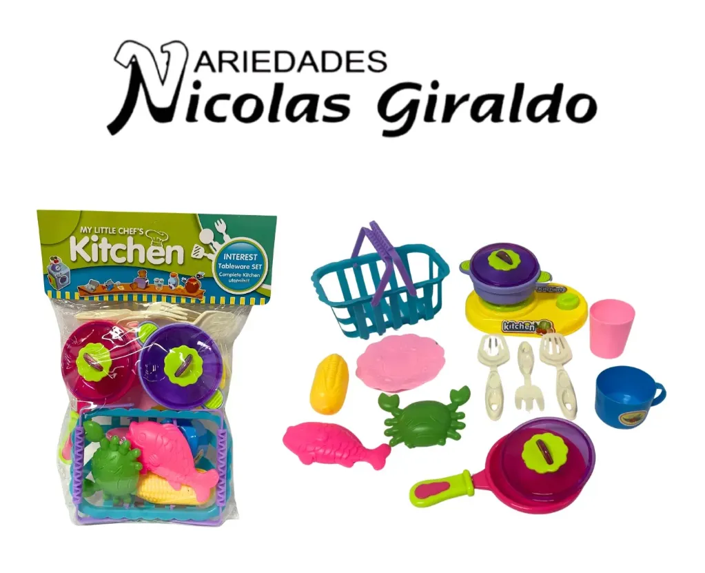 Vajilla infantil con canasta bolsa