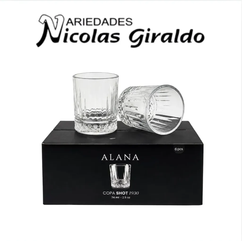 Copa aguardiente alana de vidrio