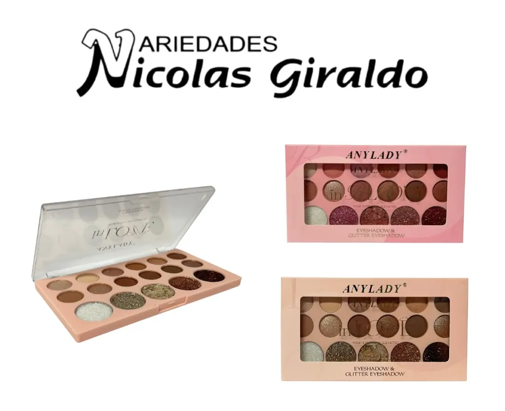 Sombra dama palette 12 tonos mas 5 glitter (AN1652)
