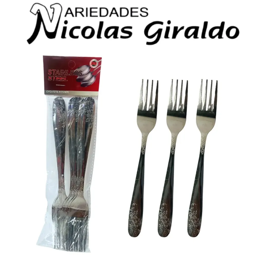 Tenedor metal fino paquete x6