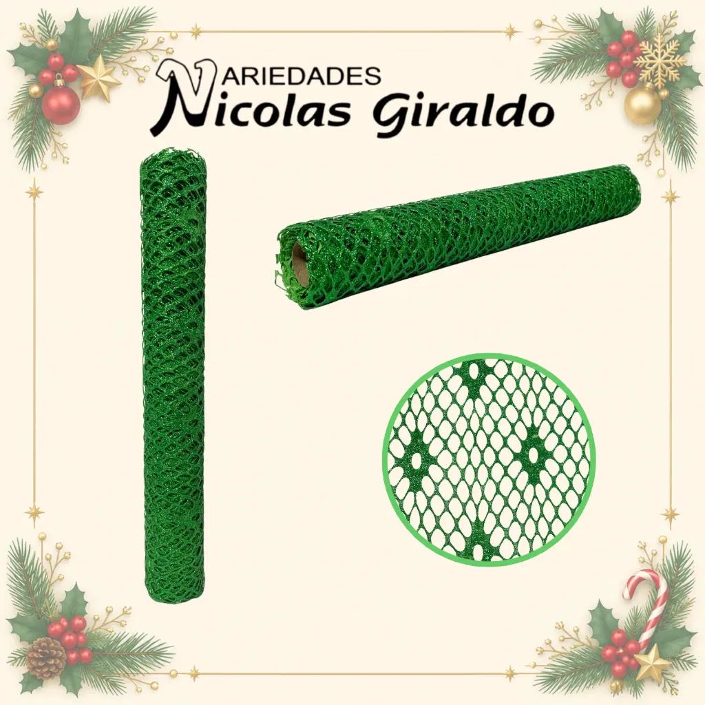MALLA DECORATIVA LARGA 50CM VERDE