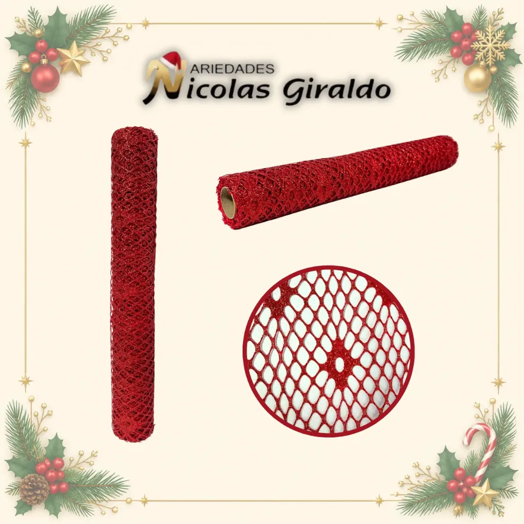 MALLA DECORATIVA LARGA 50CM ROJA