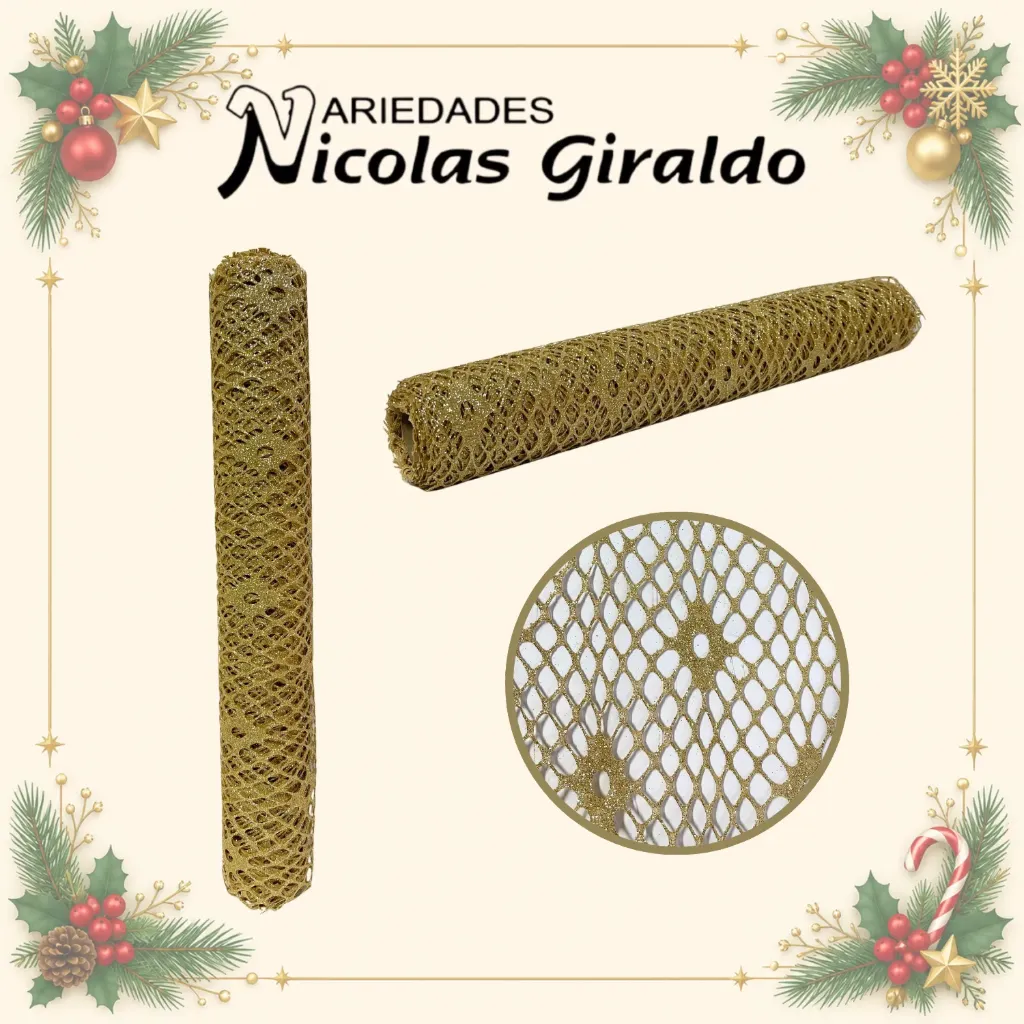 MALLA DECORATIVA LARGA 50CM DORADA