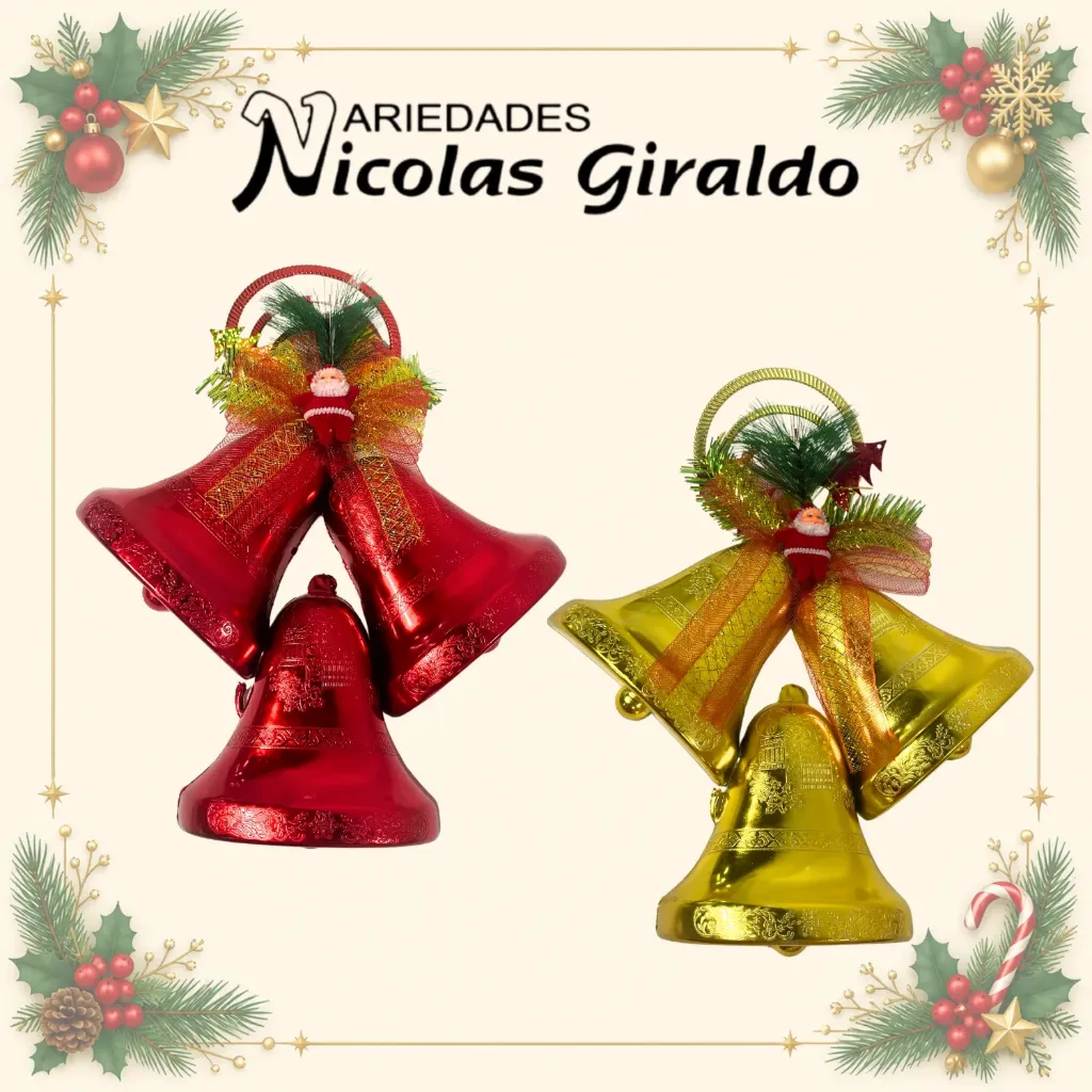 CAMPANA NAVIDEÑA PLANA TRIPLE GRANDE