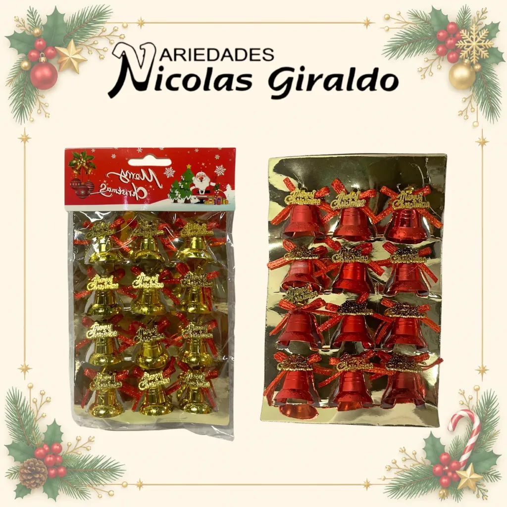 ADORNO CAMPANA NAVIDEÑA X12 MINI
