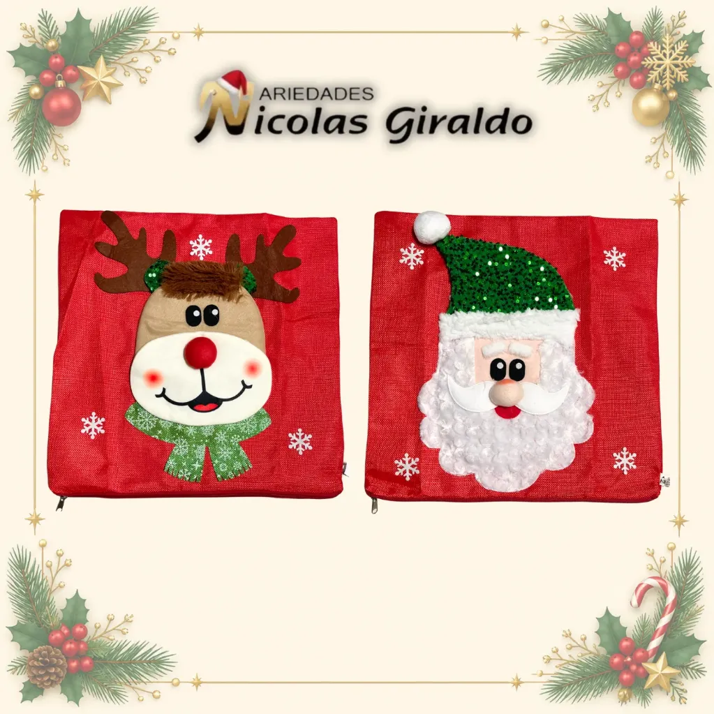 FORRO PARA COJIN NAVIDEÑO LENTEJUELAS