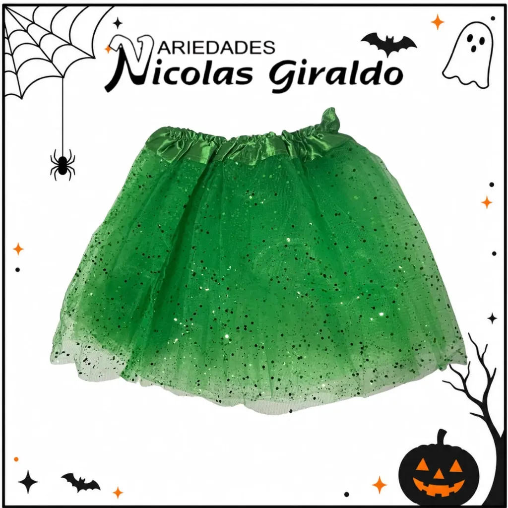 Tutu escarchado 30cm pequeño verde oscuro