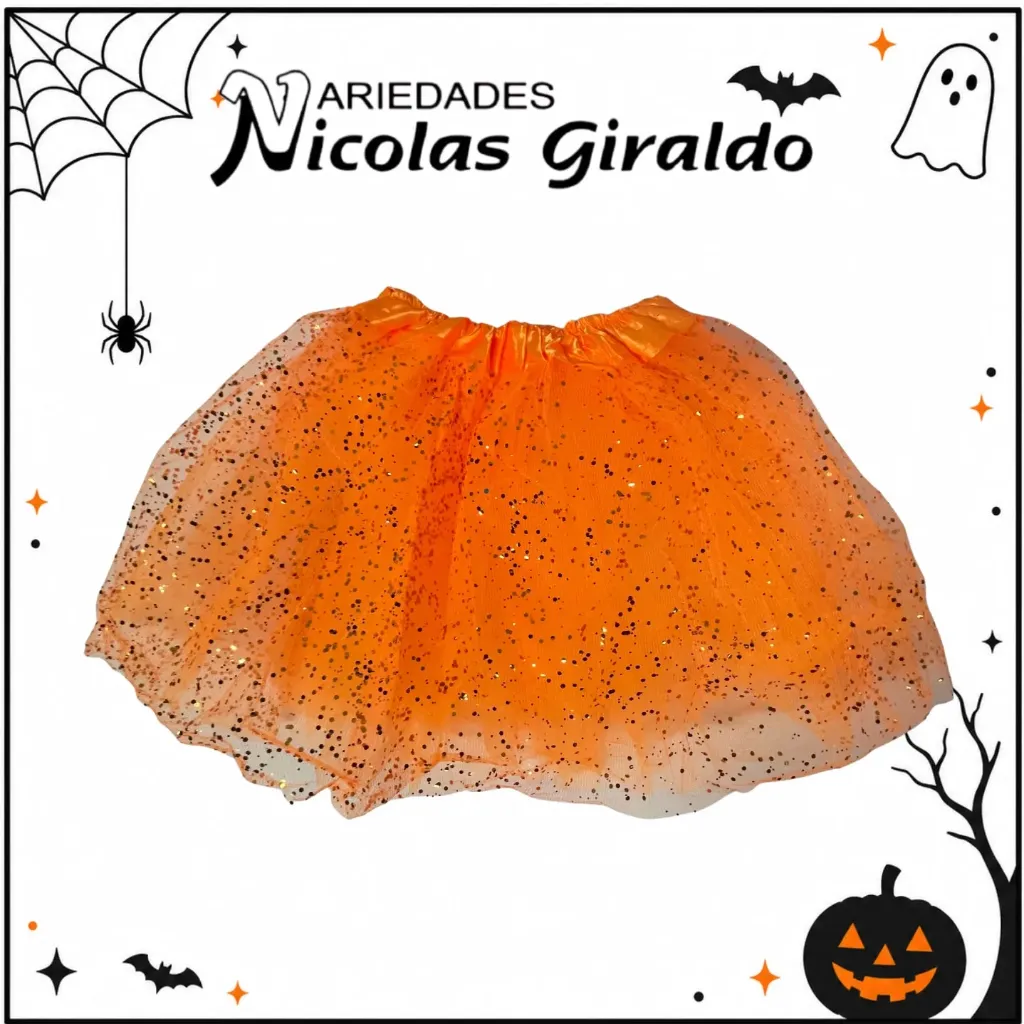 Tutu escarchado 30cm pequeño naranja