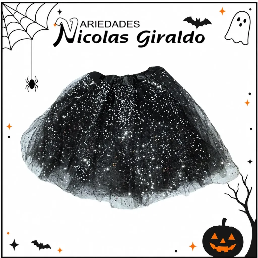 Tutu escarchado 40cm grande negro