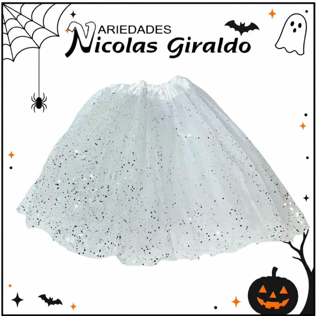 Tutu escarchado 40cm grande blanco