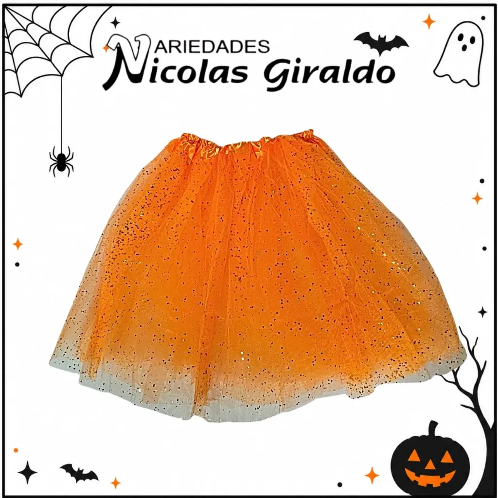 Tutu escarchado 40cm grande naranja