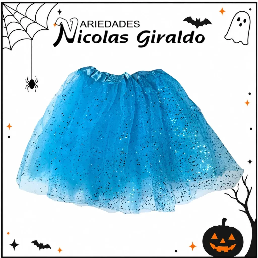 Tutu escarchado 40cm grande azul claro