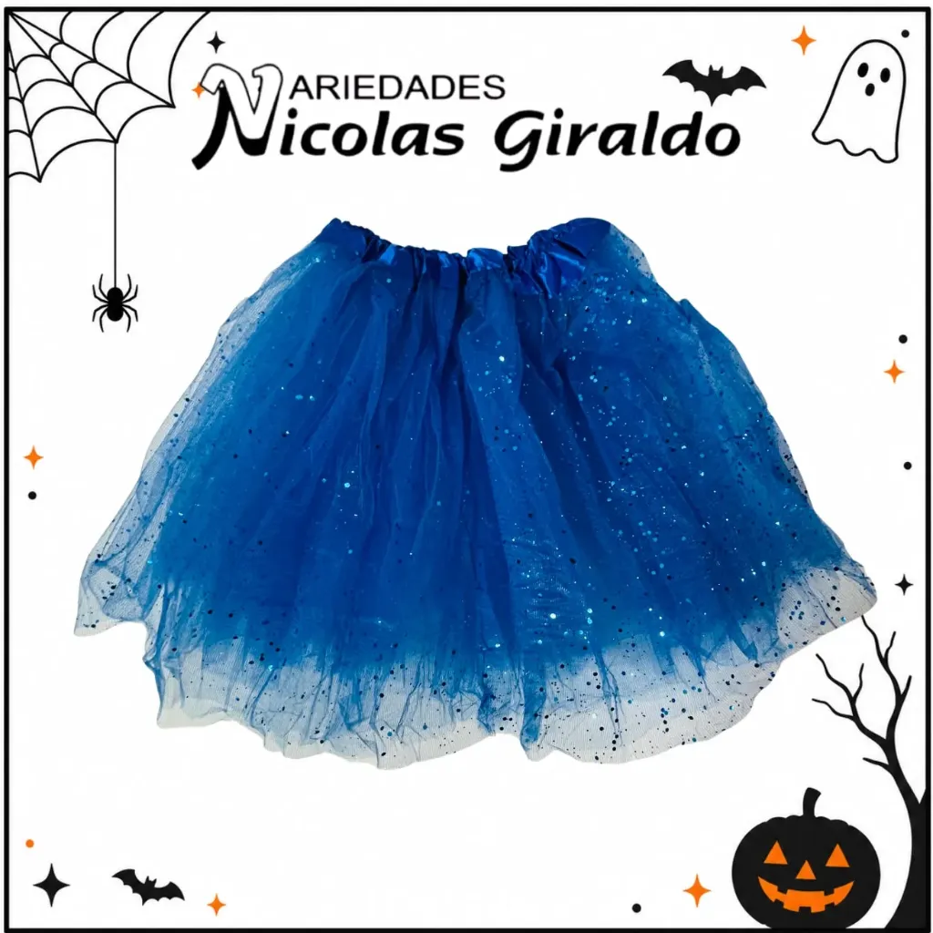 Tutu escarchado 40cm grande azul oscuro