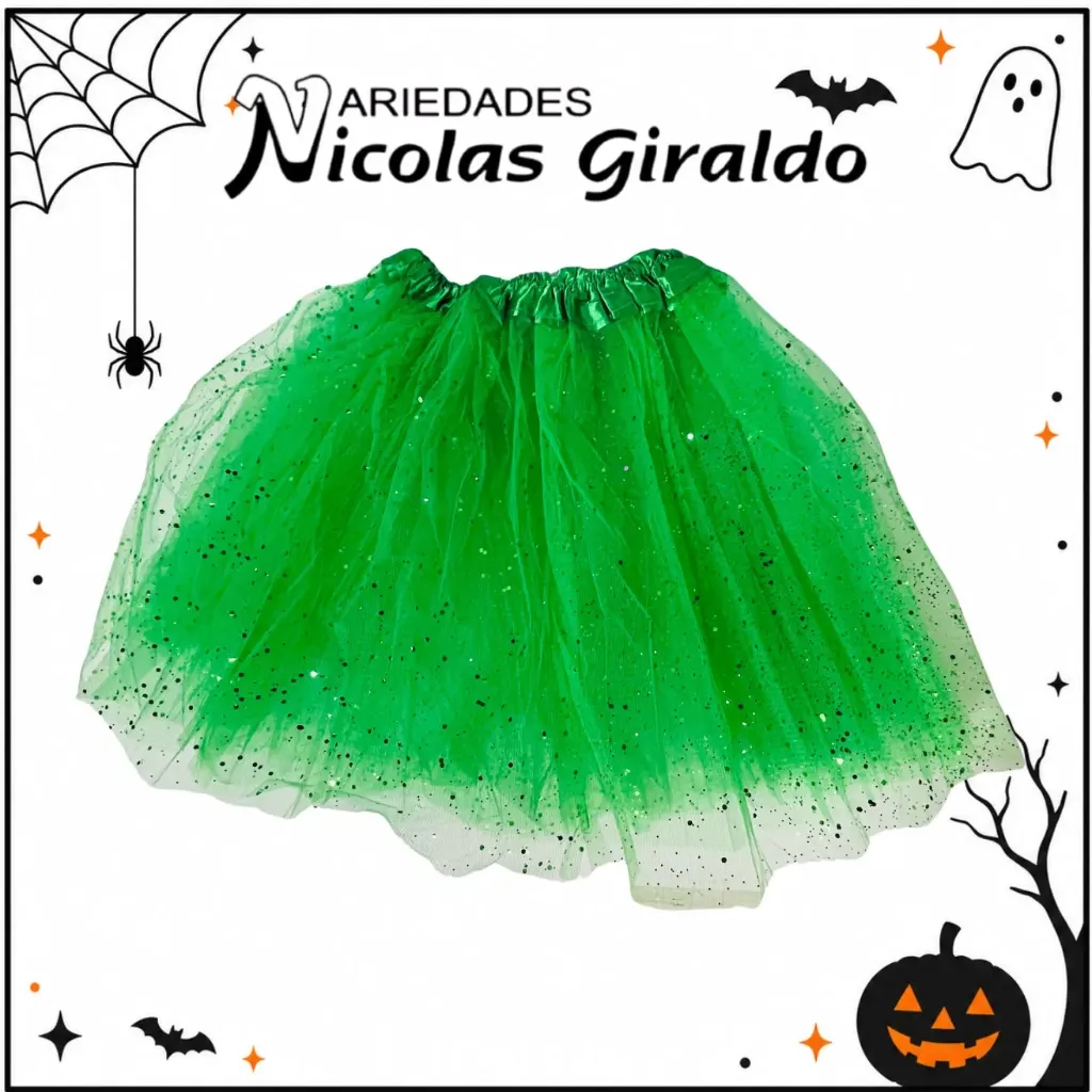 Tutu escarchado 40cm grande verde oscuro