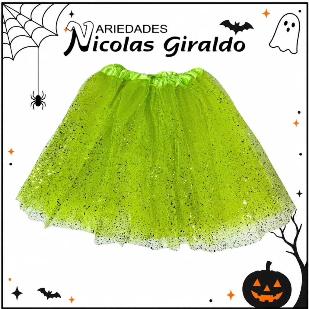 Tutu escarchado 40cm grande verde claro