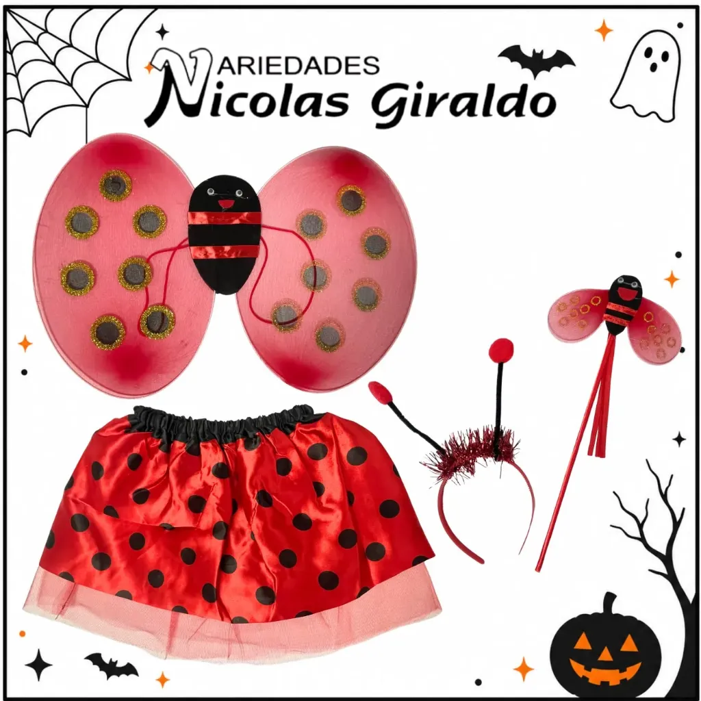 Set tutu mariquita alas Halloween