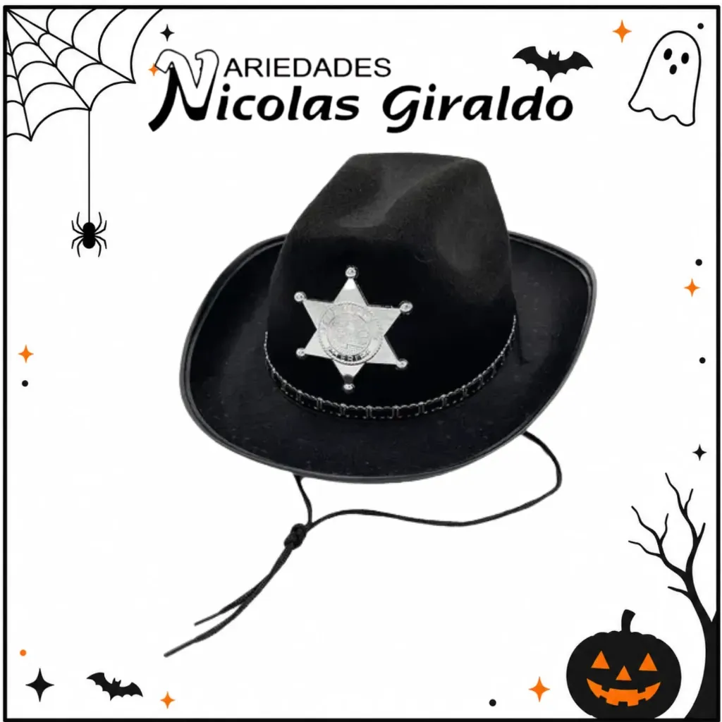 Sombrero vaquero niño cafe y negro halloween