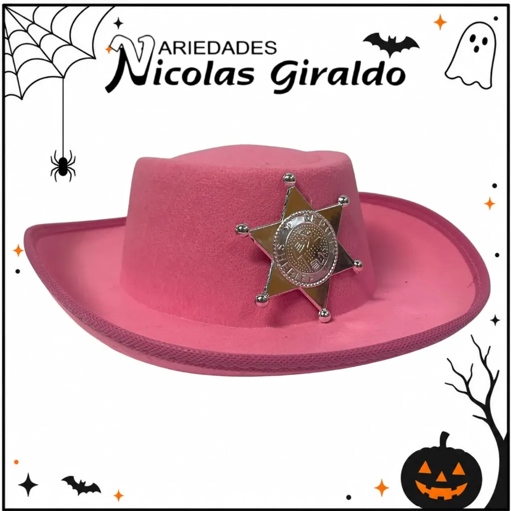 Sombrero vaquero niña rosado halloween