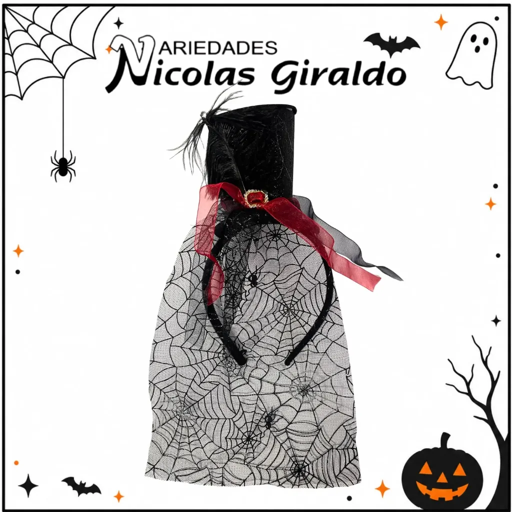 Diadema sombrero de copa pluma halloween