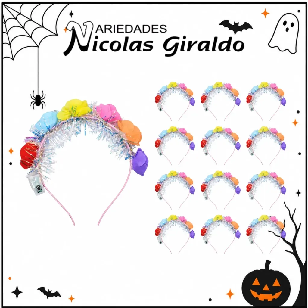 Diadema rosas halloween paquete x12