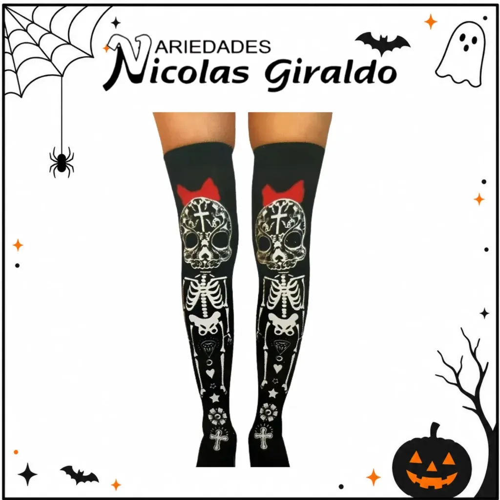 Media esqueleto moño halloween