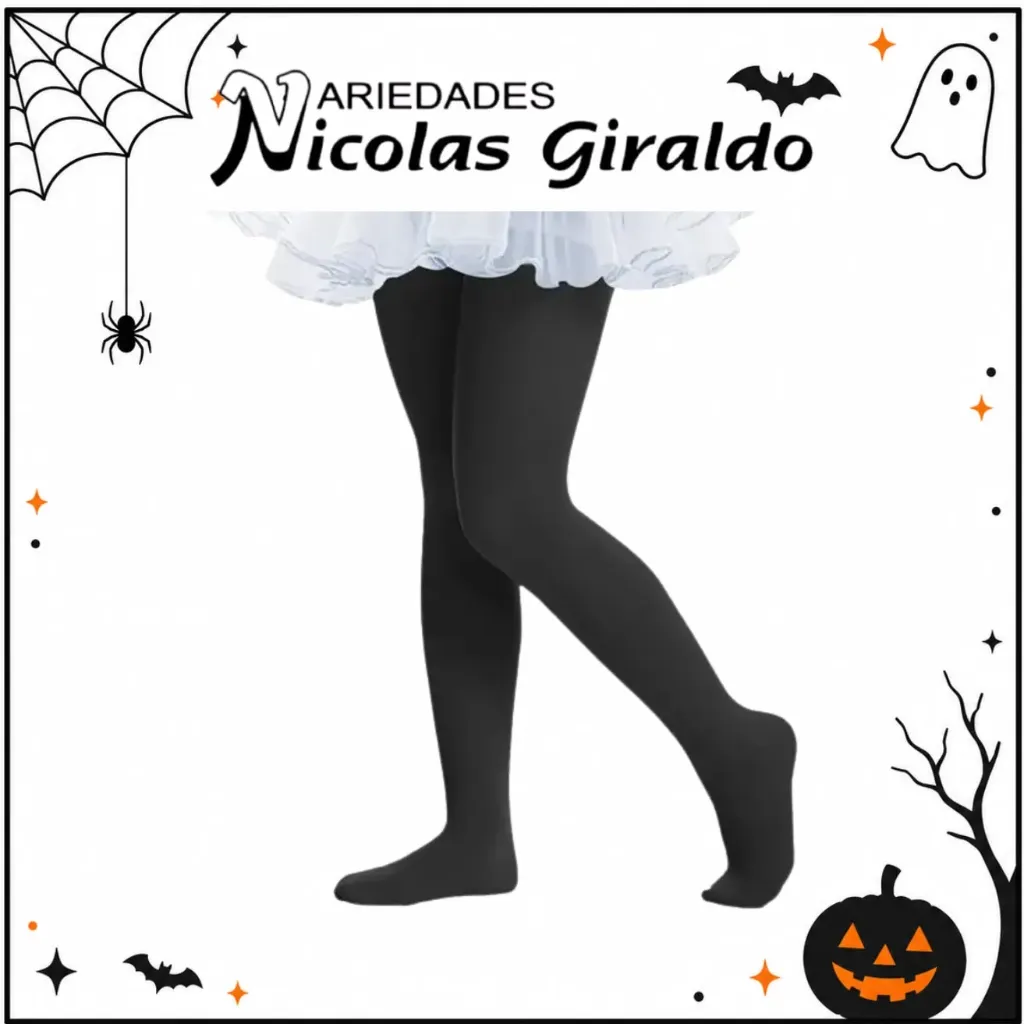 Media niña lisa negra halloween