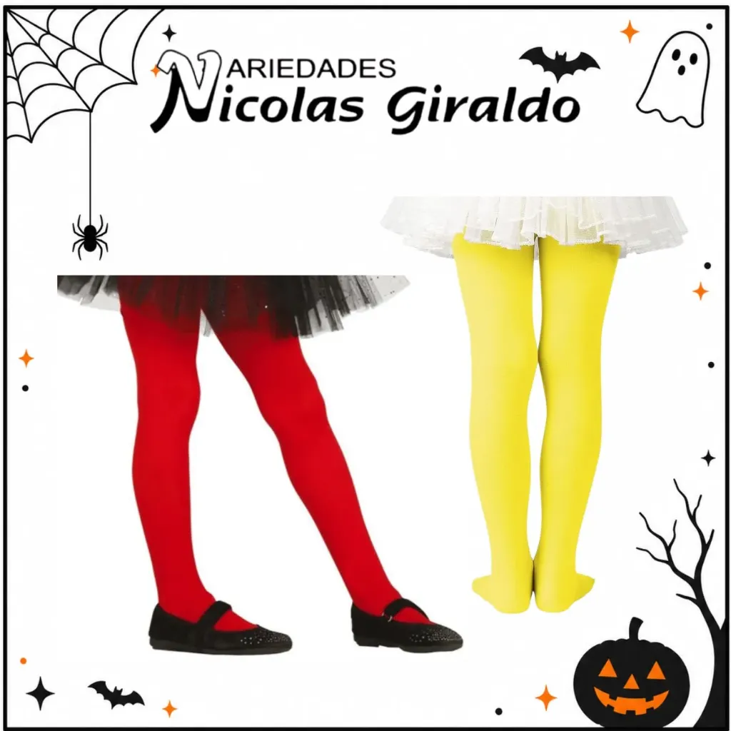 Media niña lisa amarilla-roja halloween