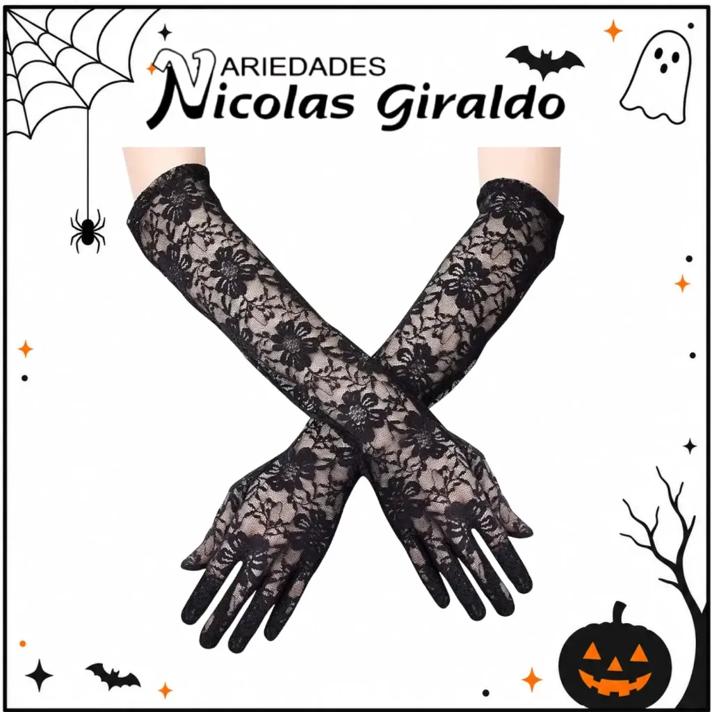 Accesorios guante blonda largo negro halloween