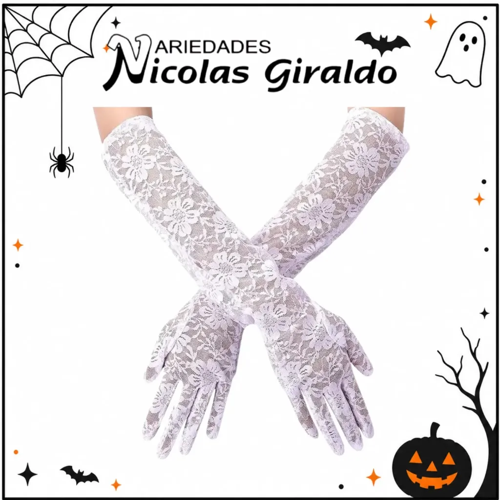 Accesorios guante blonda largo blanco halloween
