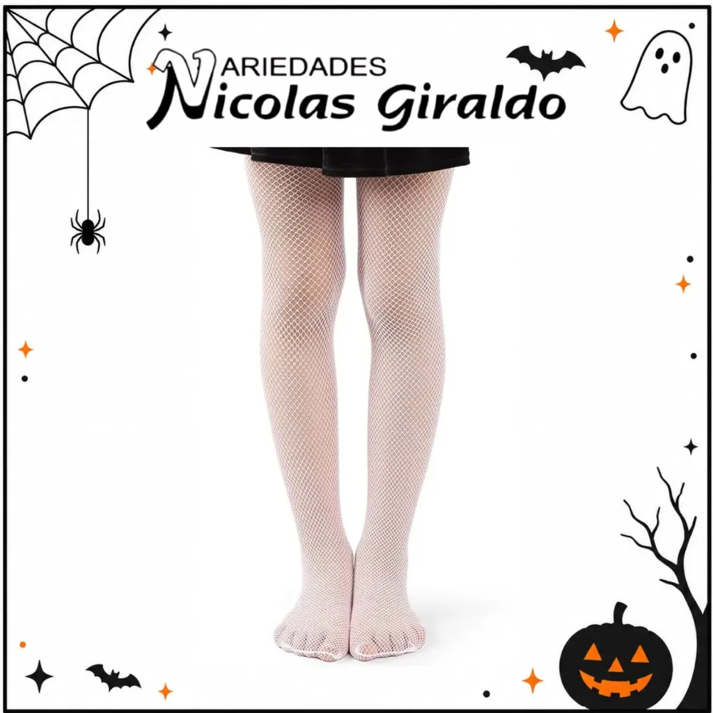 Media niña malla blanca halloween