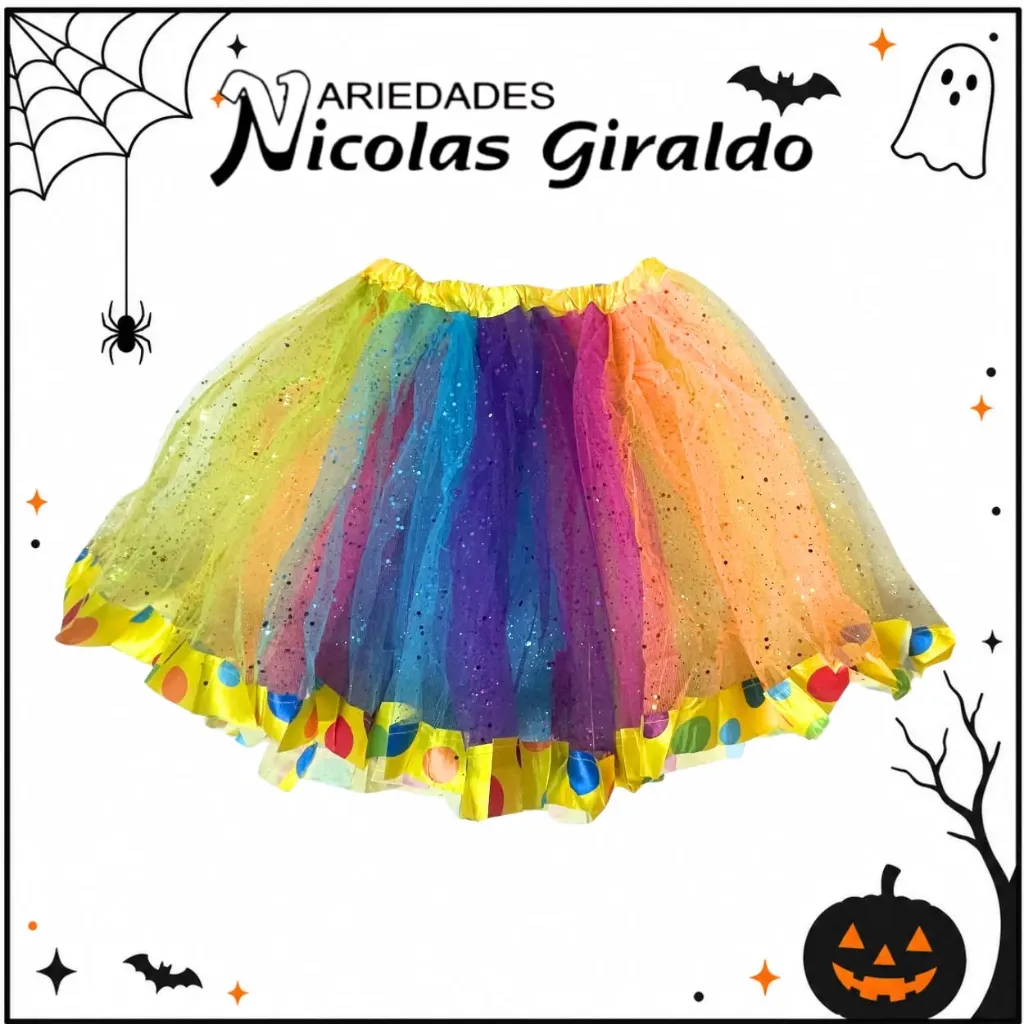 Tutu payazo satin escarchado 40cm halloween