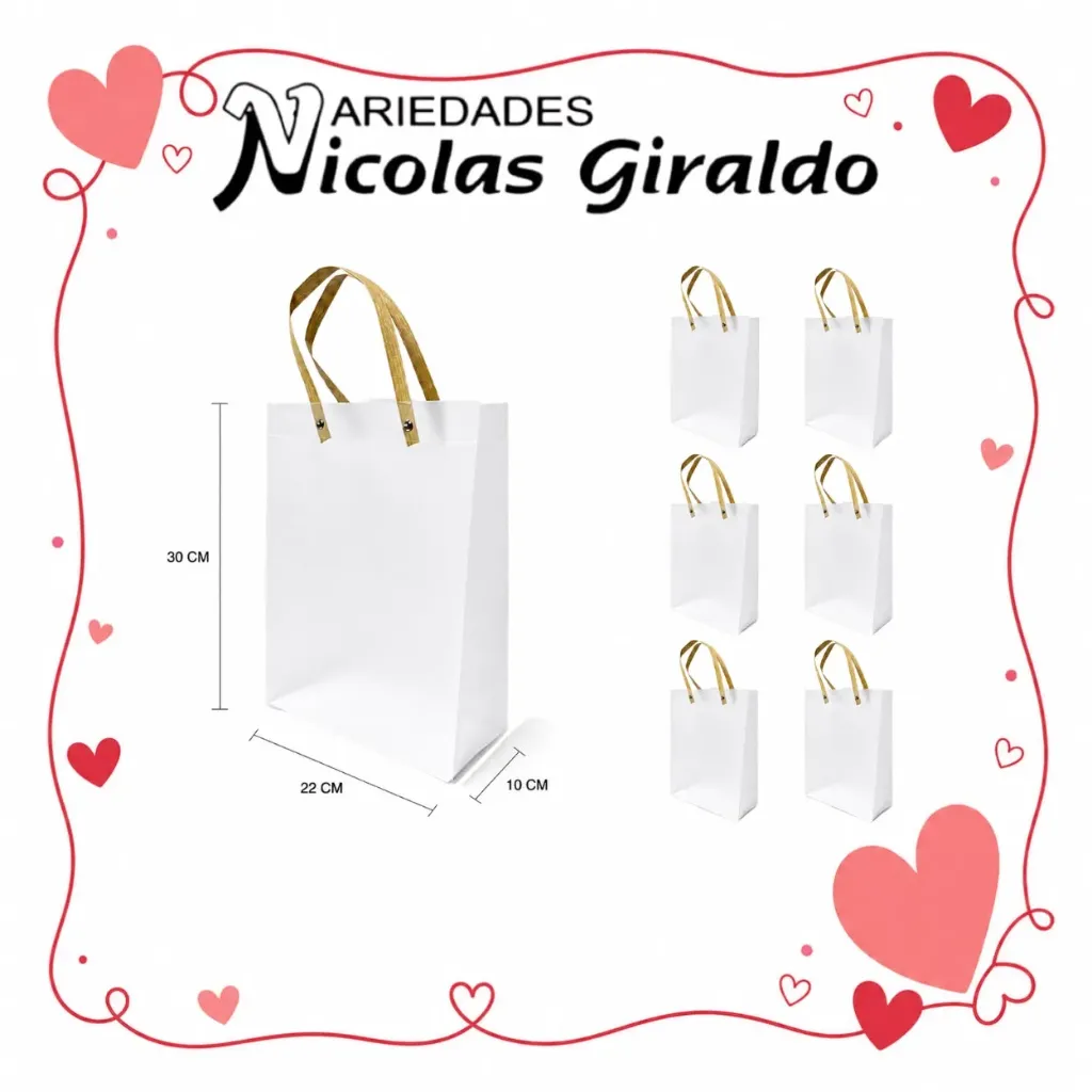 Bolsa regalo blanca pvc 30x22x10 Felanas paquete x6