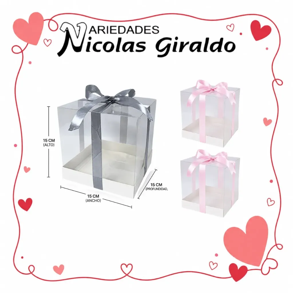 Caja acetato transparente 15x15x15 paquete x3