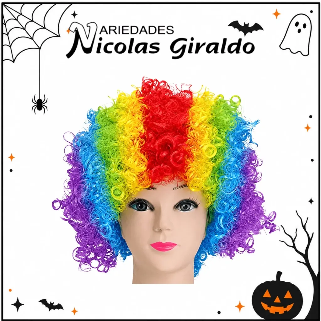 Peluca afro payaso halloween
