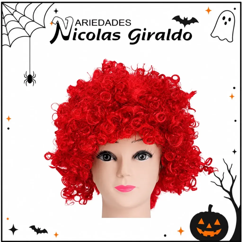 Peluca afro roja halloween