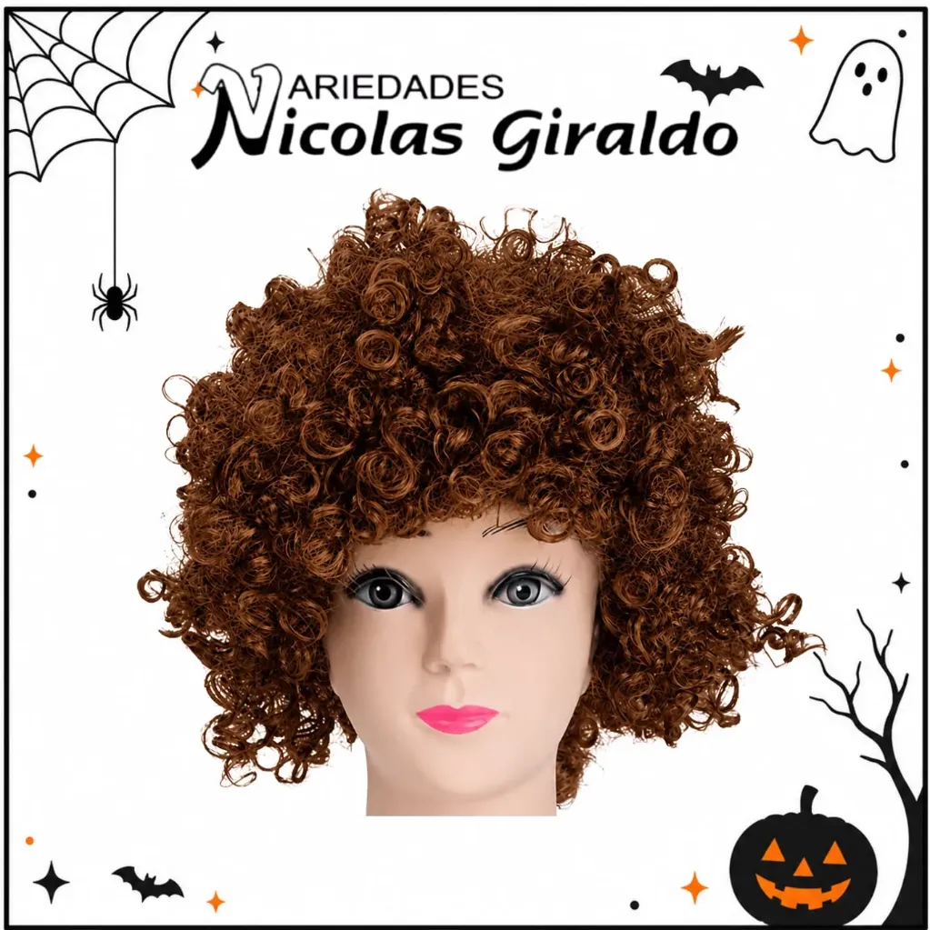 Peluca afro cafe halloween