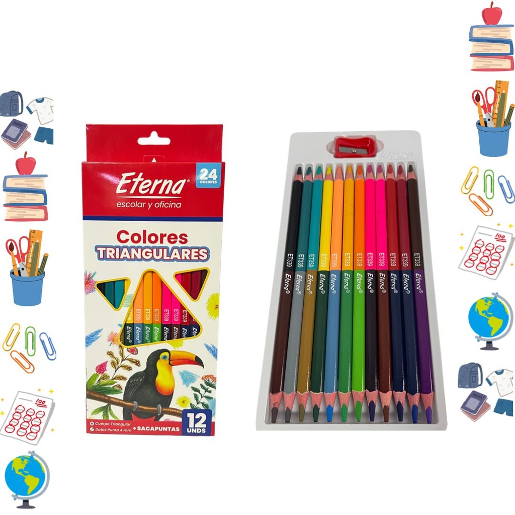 Color eterna triangular doble punta x12
