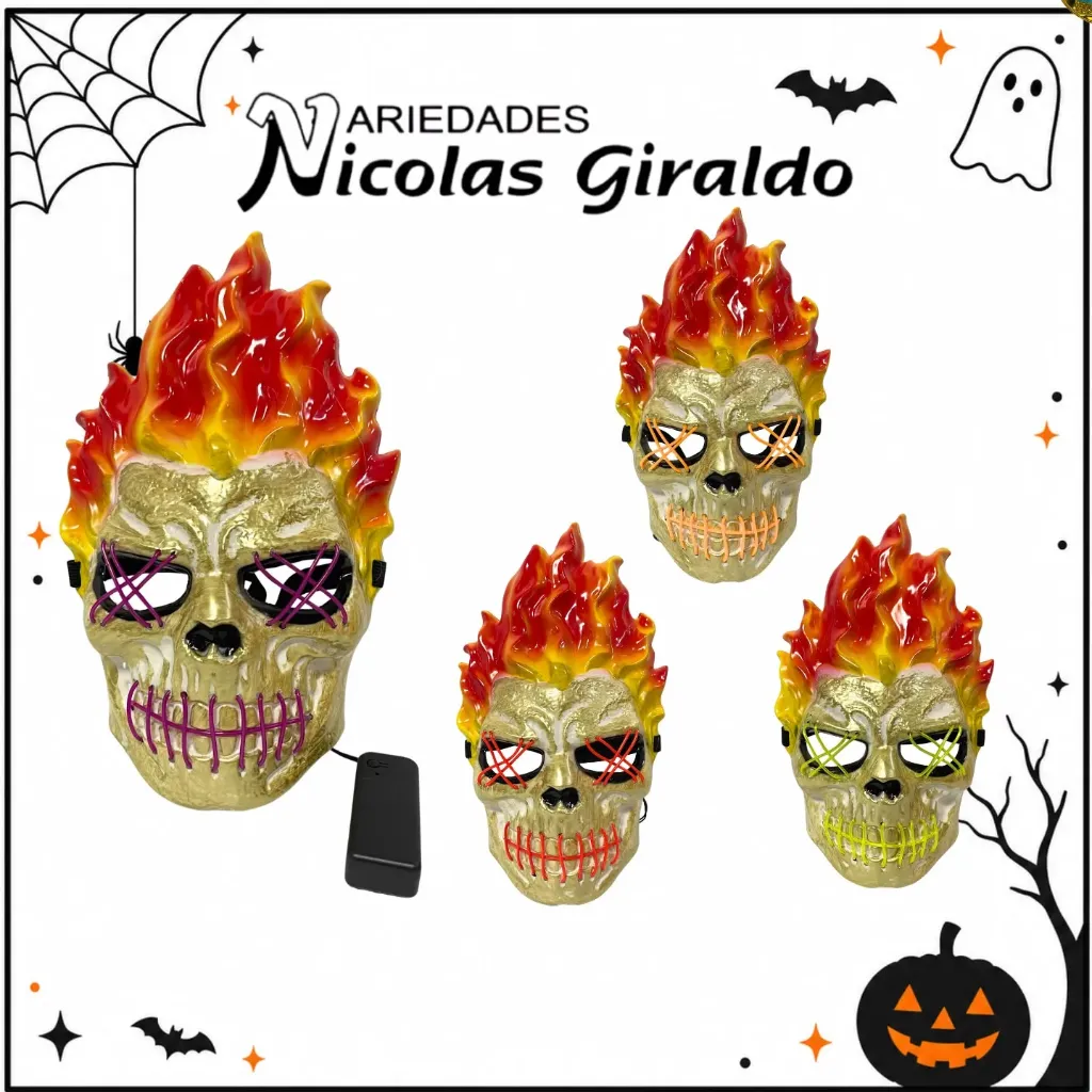 [IF6438] Mascara pelo en llamas con luz halloween