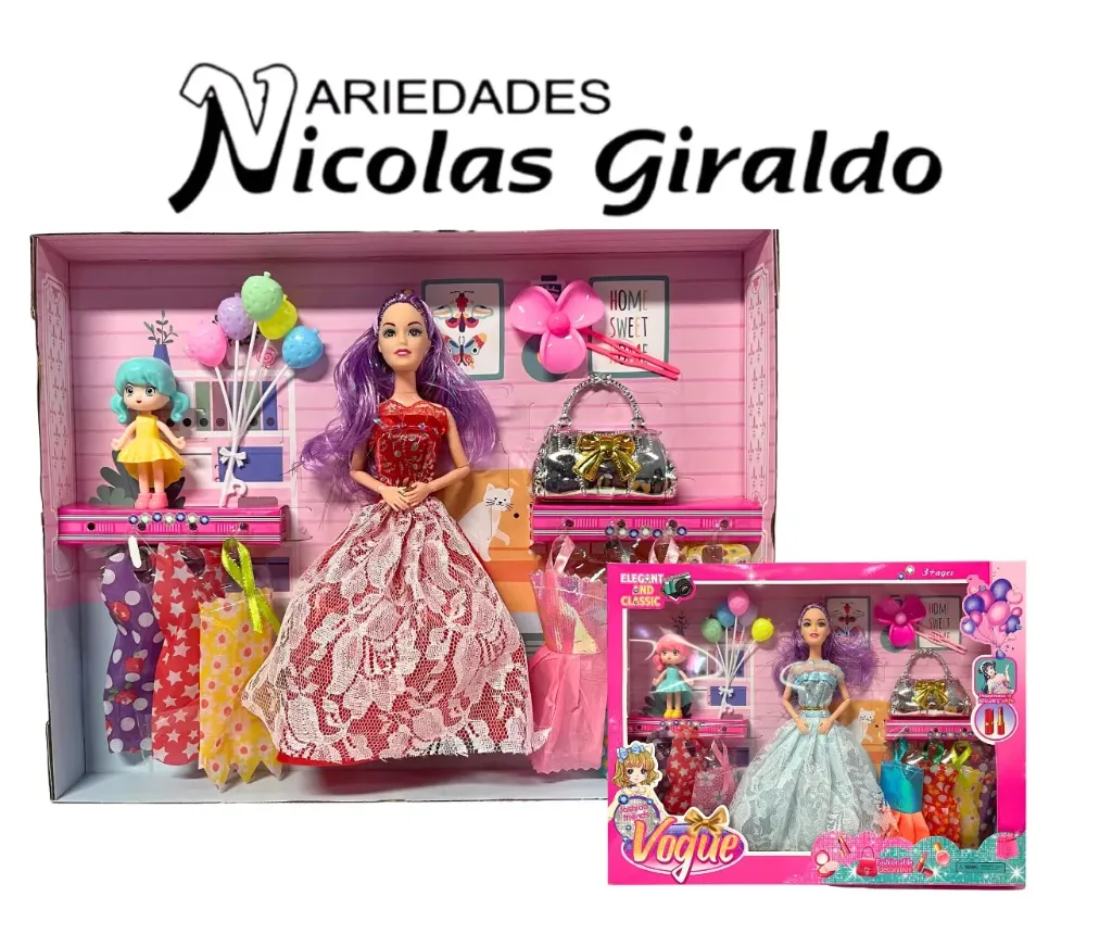 Muñeca caja grande fina con accesorios