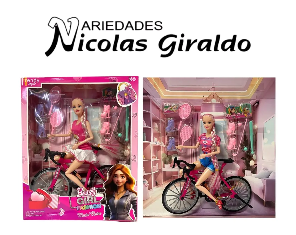 Muñeca caja grande fina con bicicleta