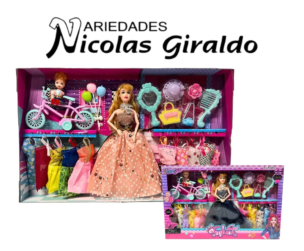 Muñeca caja grande fina con accesorios