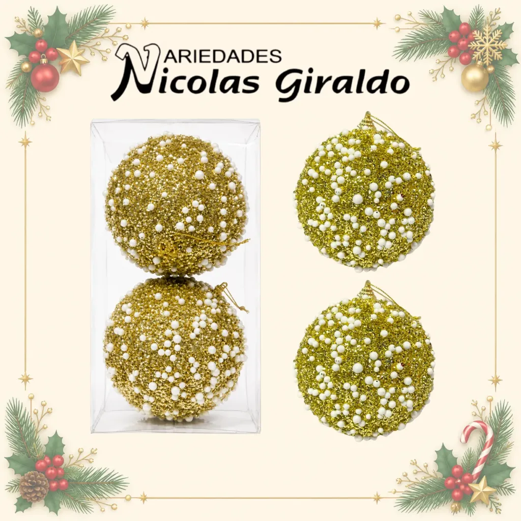 [WS25-27D] BOLA X2 GRANDE DORADA DECORADA
