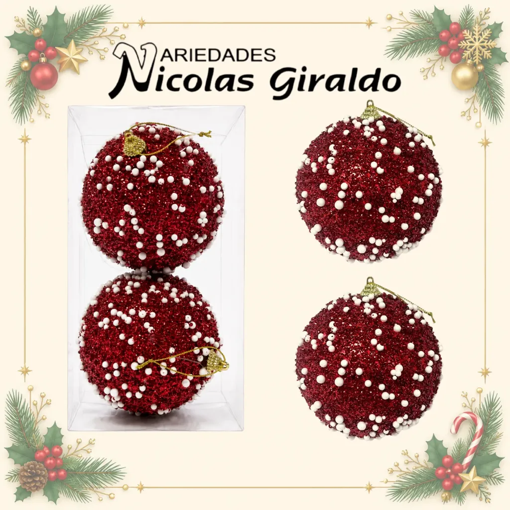 [WS25-27R] BOLA X2 GRANDE ROJA DECORADA