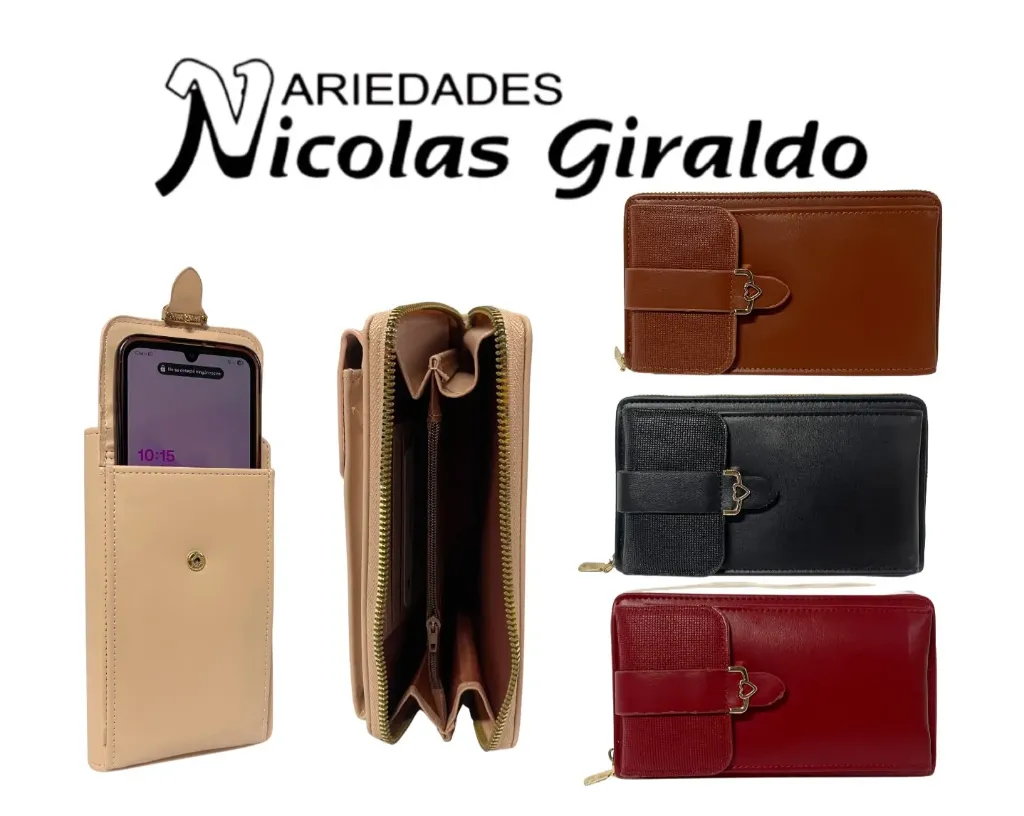 Billetera dama grande 1 cierre y porta celular