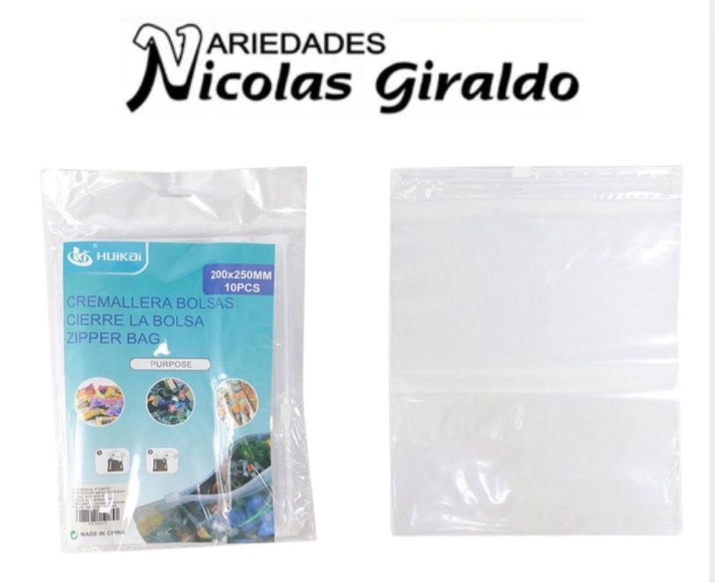 Bolsa cremallera 200x250mm x10