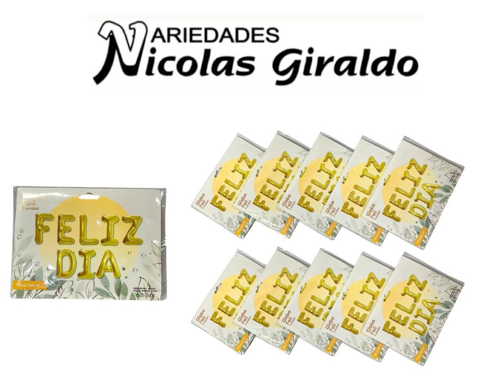 Inflable feliz dia dorado letra