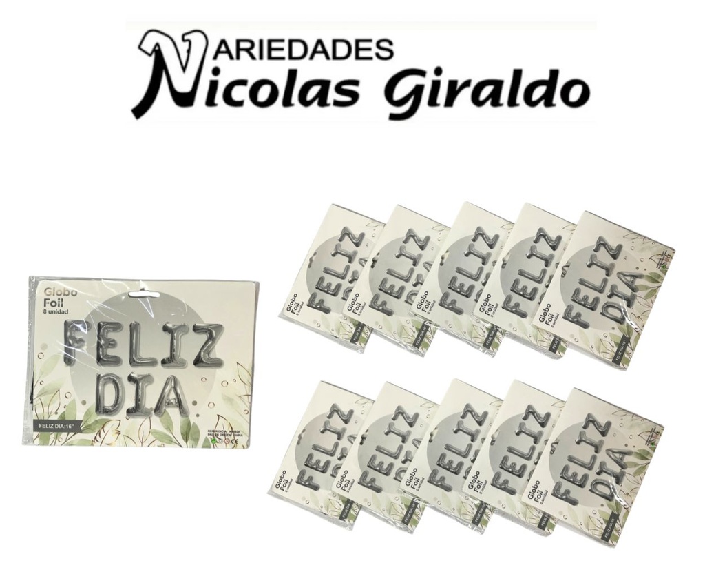 Inflable feliz dia plata letra